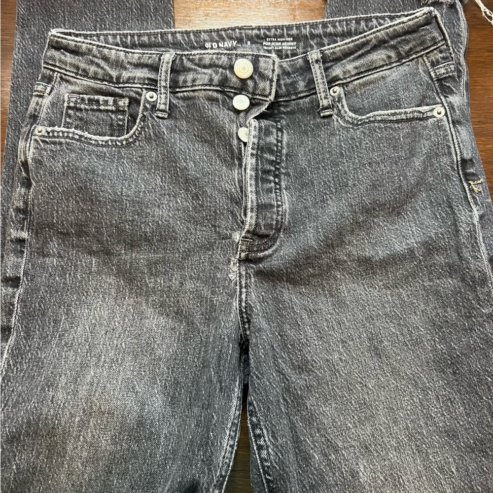 Black acid wash jeans old navy extra high rise